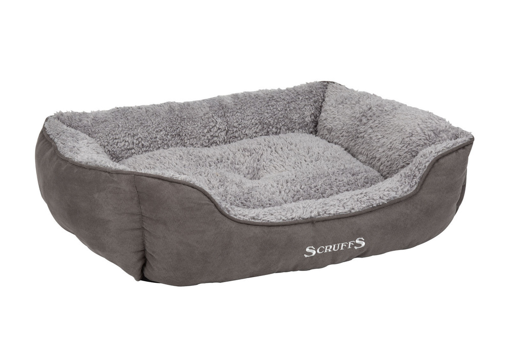 Лежанка для собак с бортиками SCRUFFS "Cosy", плюшевая, серая, 75х60х16см (Великобритания)  #1