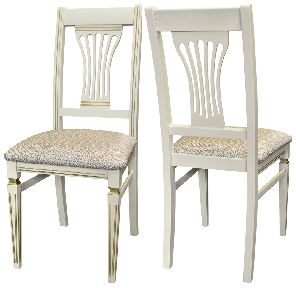Комплект стульев для дома Мебелик Анри, слоновая кость/золото, Атина ваниль (2 шт.)  #1