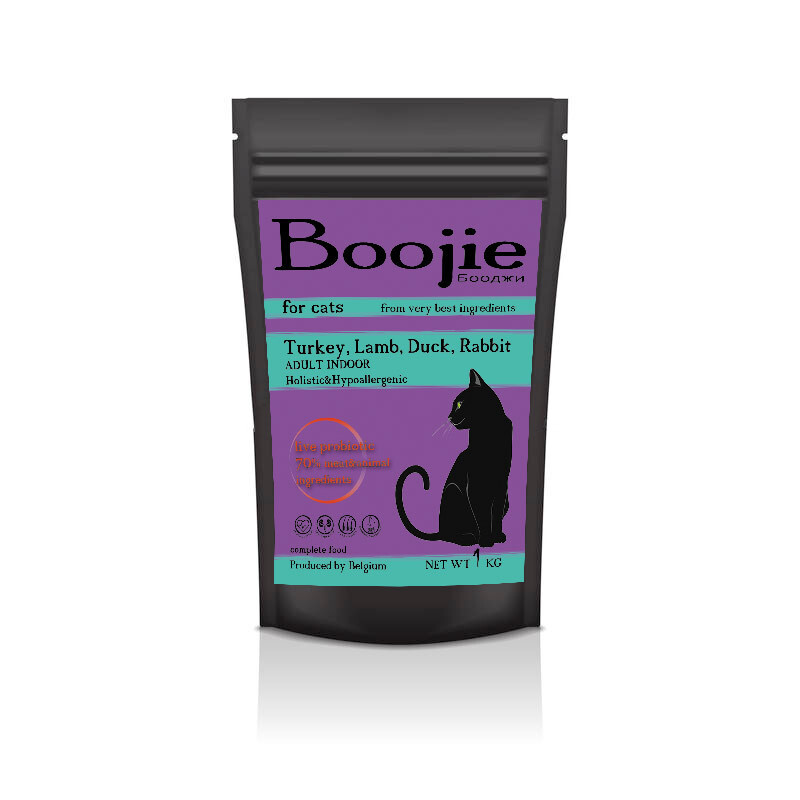 Гипоаллергенный корм с пробиотиками "Boojie" 4 мяса для взрослых домашних кошек, 1 кг.  #1