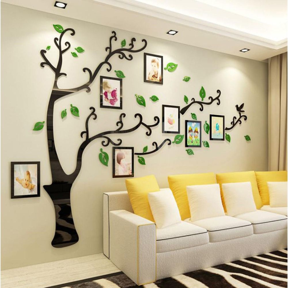 Наклейки интерьерные с фоторамками "Семейное дерево", декор на стену, панно 150 х 210 см  #1
