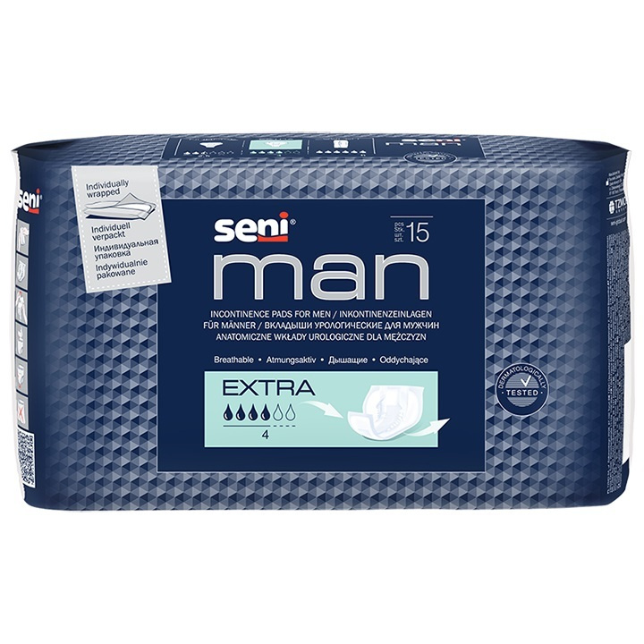 Урологические вкладыши для мужчин Seni MAN Extra/ прокладки мужские, 15 шт.  #1