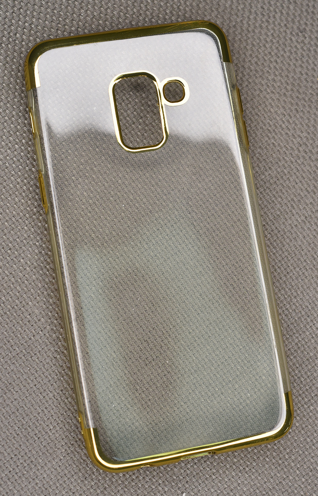 Силиконовый прозрачный чехол-накладка Keenion для Samsung Galaxy A5 2018 с гальваническим покрытием золотого #1