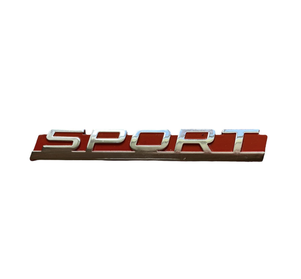 ШИЛЬДИК, логотип, эмблема "SPORT" (105*15мм) ХРОМ на красном фоне для ЛАДА, ВАЗ CROSS  #1