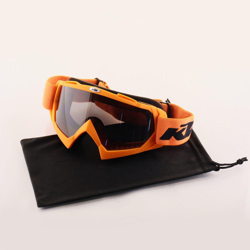 Очки кроссовые "KTM" (оранжевый, стекло черное, +чехол) #1