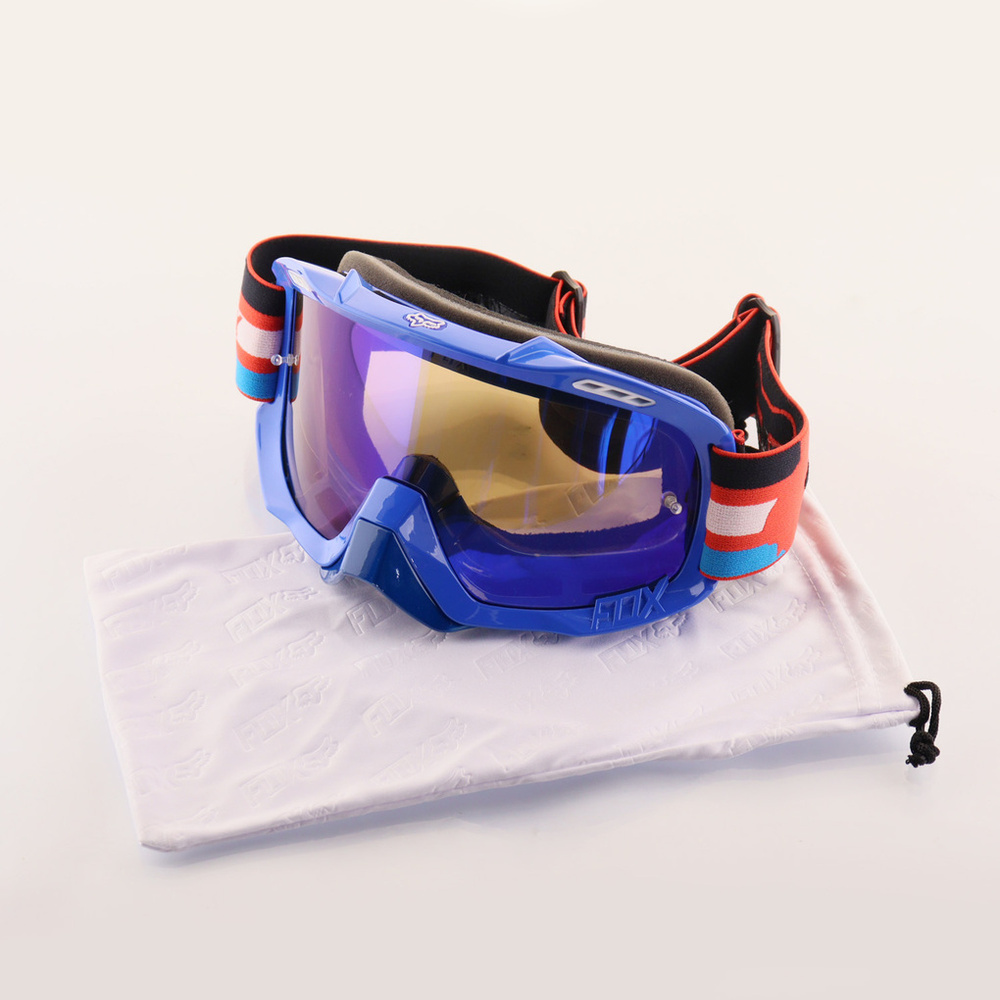 Очки защитные для мотоспорта, горнолыжного спорта, сноубординга, экстремального спорта "FOX" (синий, #1