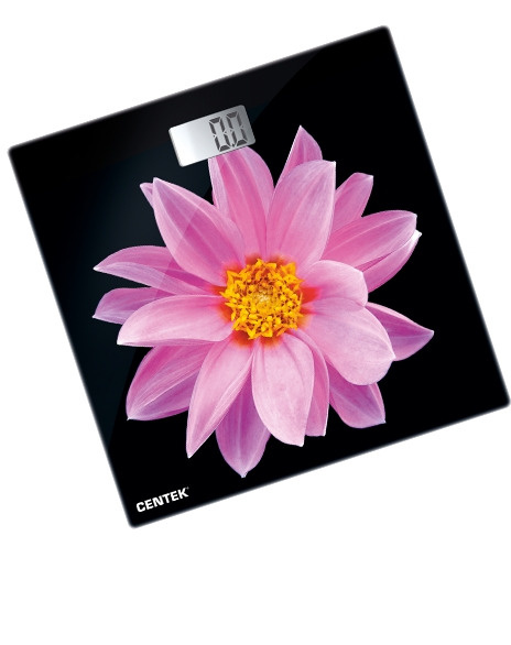 Весы напольные Centek CT-2416 (Pink Flower) электронные 180кг, 0,1кг, LCD 45x28, размер 26х26см  #1