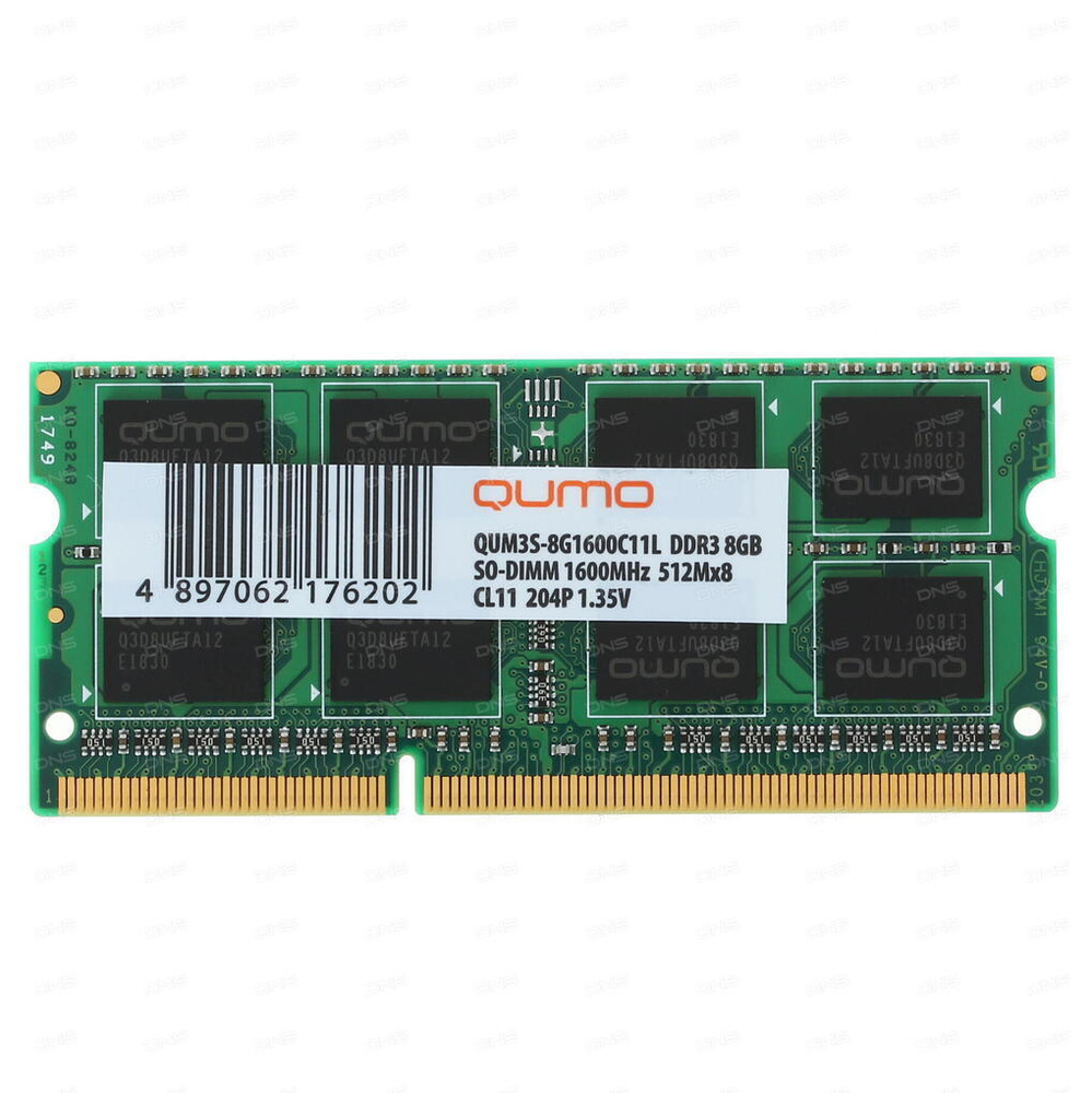 QUMO Оперативная память Оперативная память (QUM3S-8G1600C11L) SODIMM DDR3L 8ГБ 1x8 ГБ (QUM3S-8G1600C11L) #1