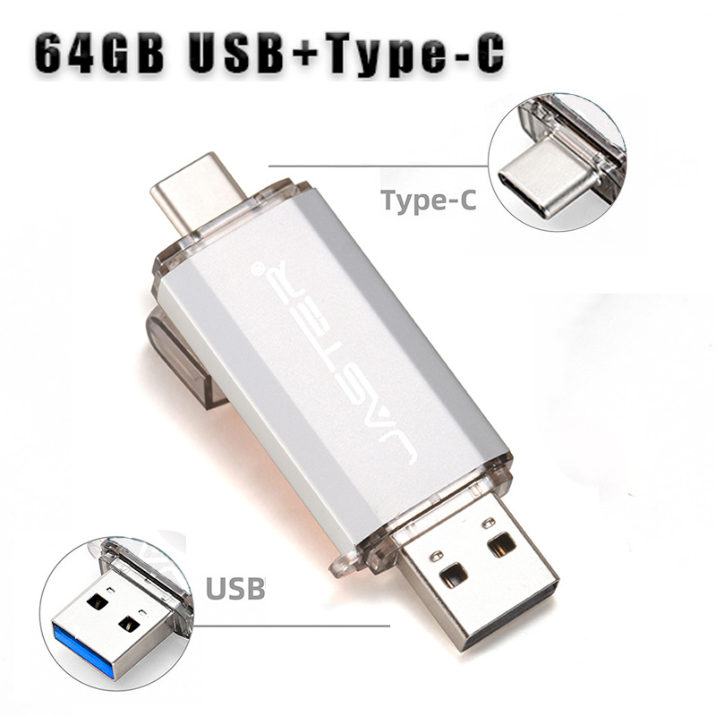 Флэш-накопитель 2в1, 64Гб (белый) / USB+Type-C / Флеш-карта 64GB #1