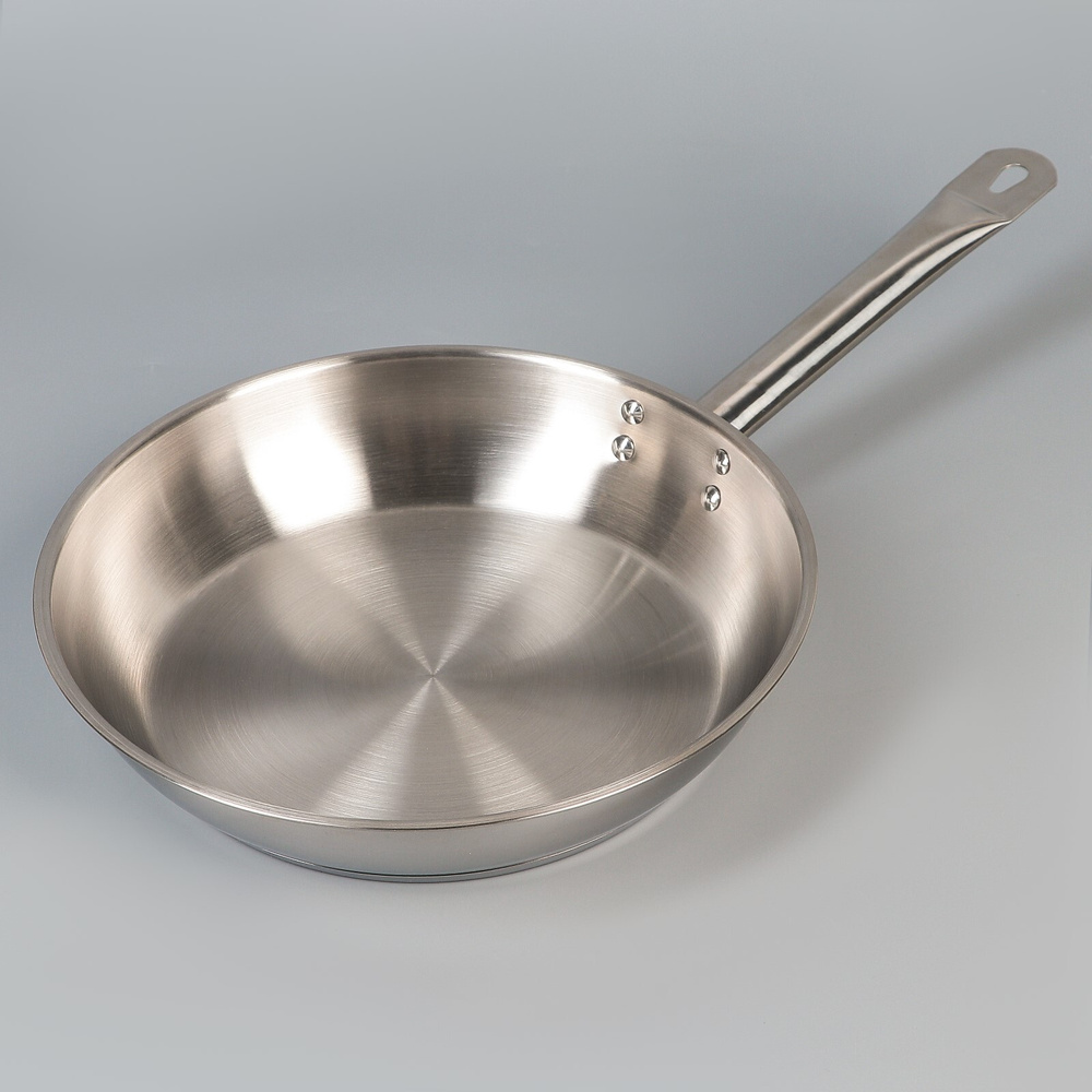 Сковорода "Общепит", диаметр: 28 см, нержавеющая сталь, цвет серебристый  #1