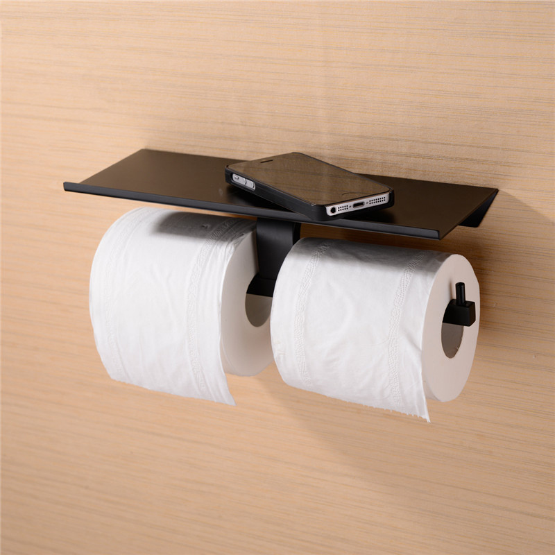 Двойной держатель для туалетной бумаги с полкой, AODEYI, настенный .