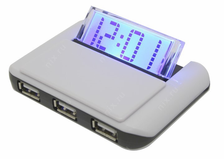 Разветвитель-концентратор-хаб + часы высокоскоростной USB HUB 1 шт. USB 2.0 CBR CH 230 3 порта белый, #1