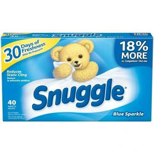 Snuggle Blue Spurkle Листы для сушки белья для сушильных машин / для смягчения ткани 40 листов  #1