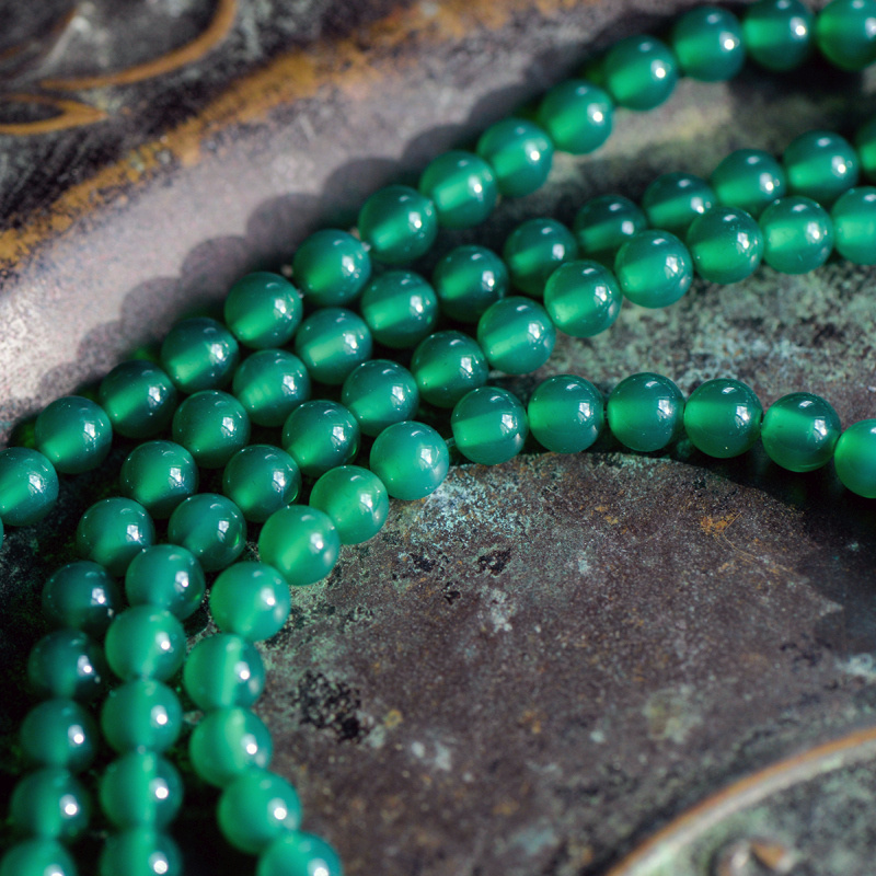 Агат Бусины натуральные 18 шт., цвет зеленый, размер 6 мм #1