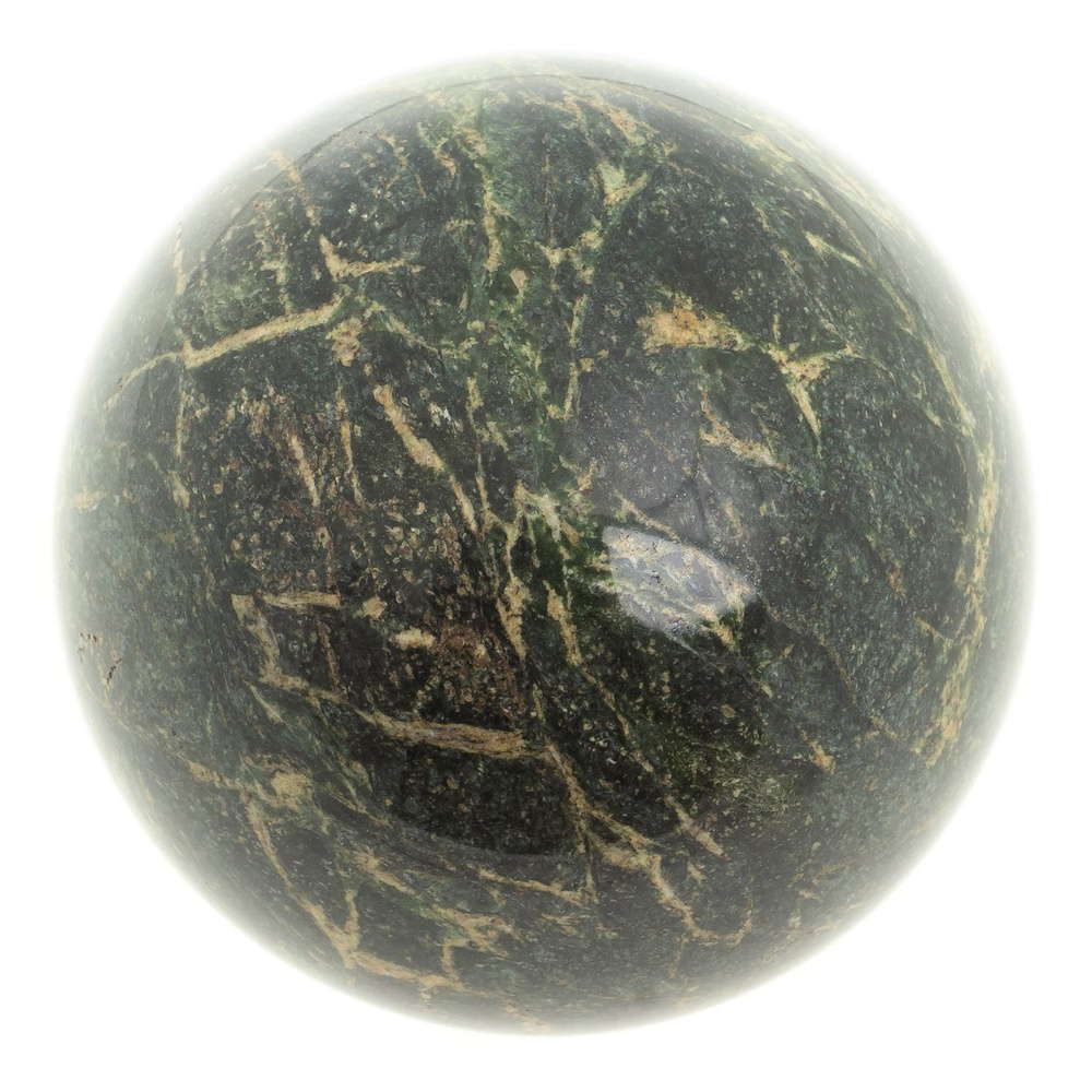 Шар 11,5 см из темно-зеленого змеевика / шар декоративный / сувенир из камня  #1