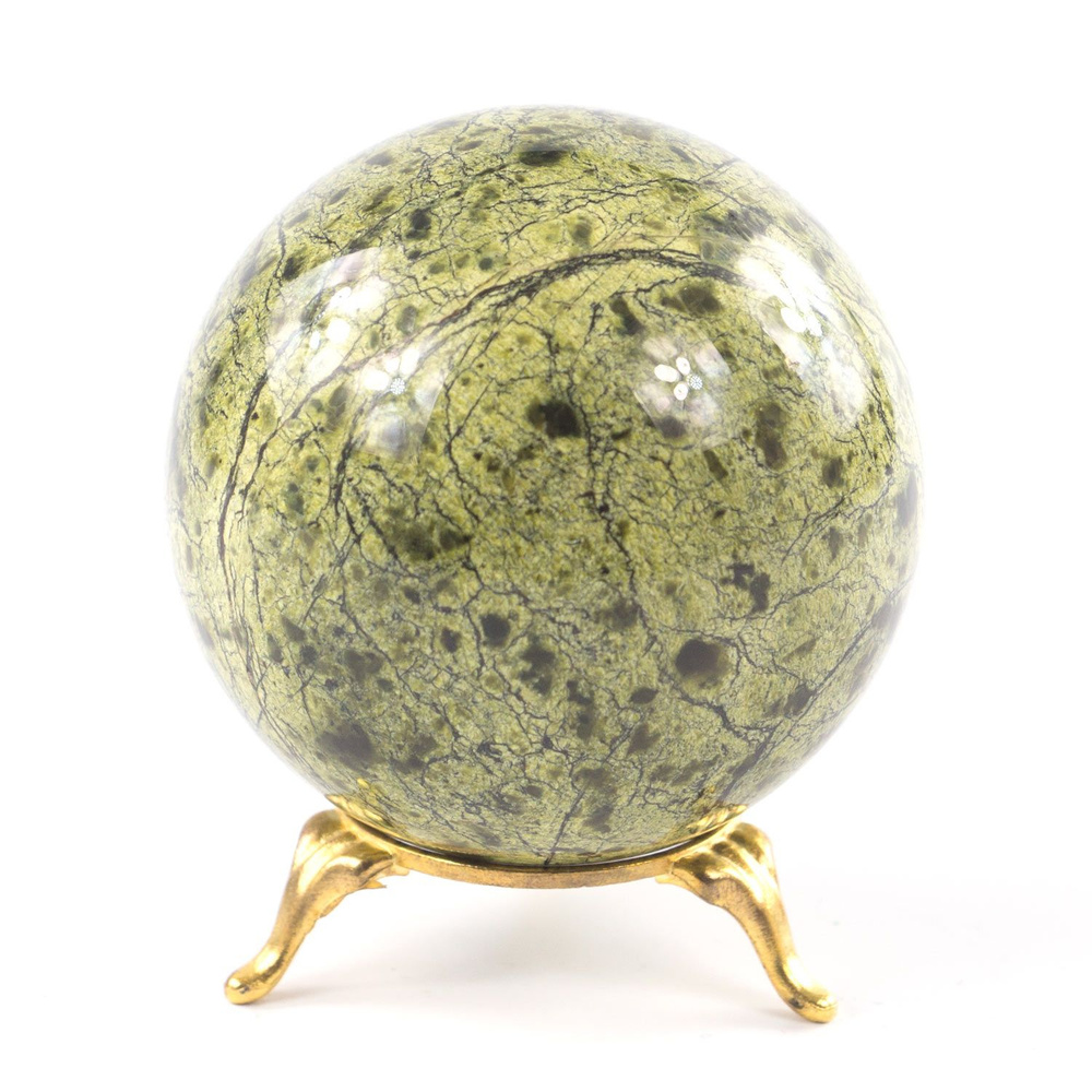 Шар 7,5 см из камня змеевик светло-зеленый / шар декоративный / сувенир из камня  #1