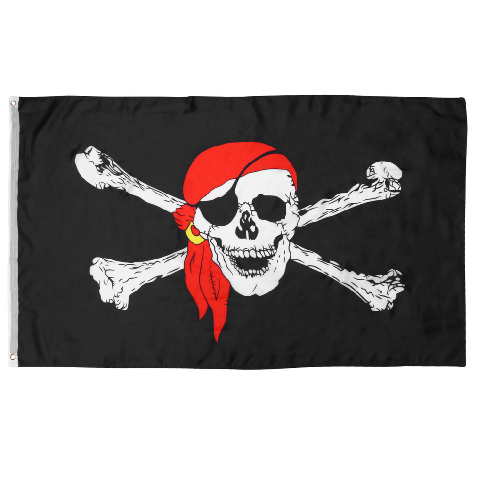 Флаг пиратский Весёлый Роджер с банданой, 90x150 см, без флагштока  #1