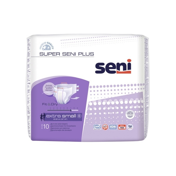 Подгузники для взрослых Super Seni Plus Extra Small (№0), объем талии 40-60 см, 10 шт.  #1