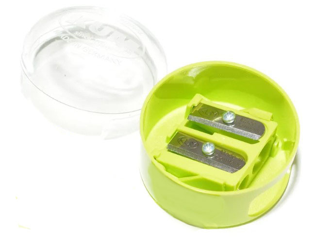 Точилка KUM двойная с контейнером, пластмассовая крышка-купол, зелёная  #1