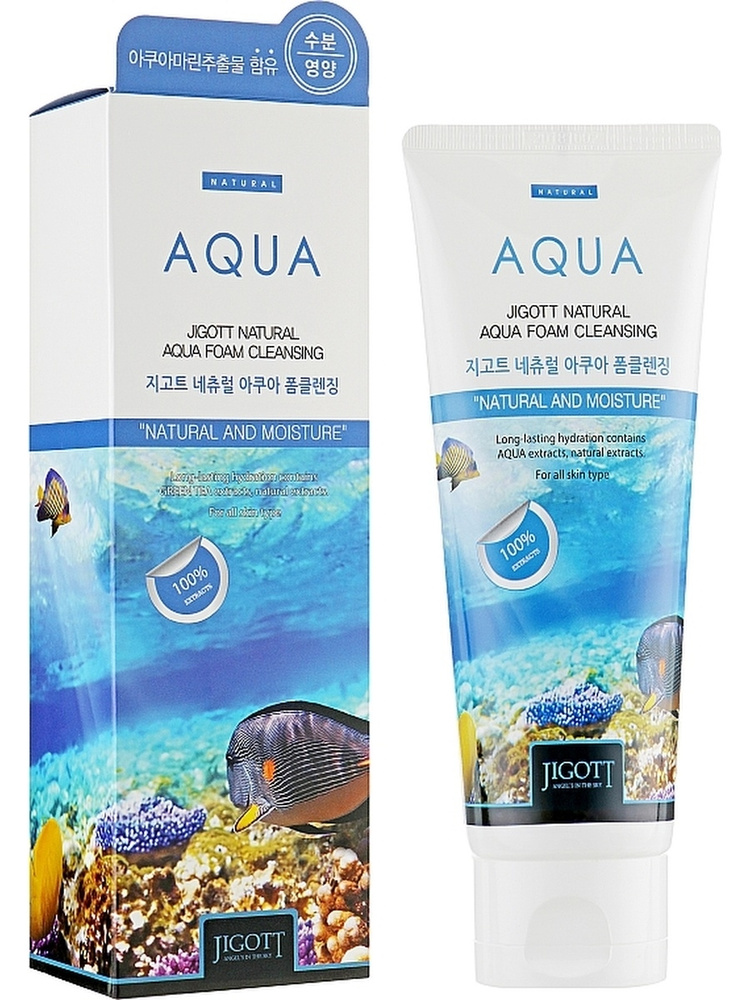 JIGOTT Natural Aqua Foam Cleansing Пенка для умывания с аквамарином, 180 мл.  #1