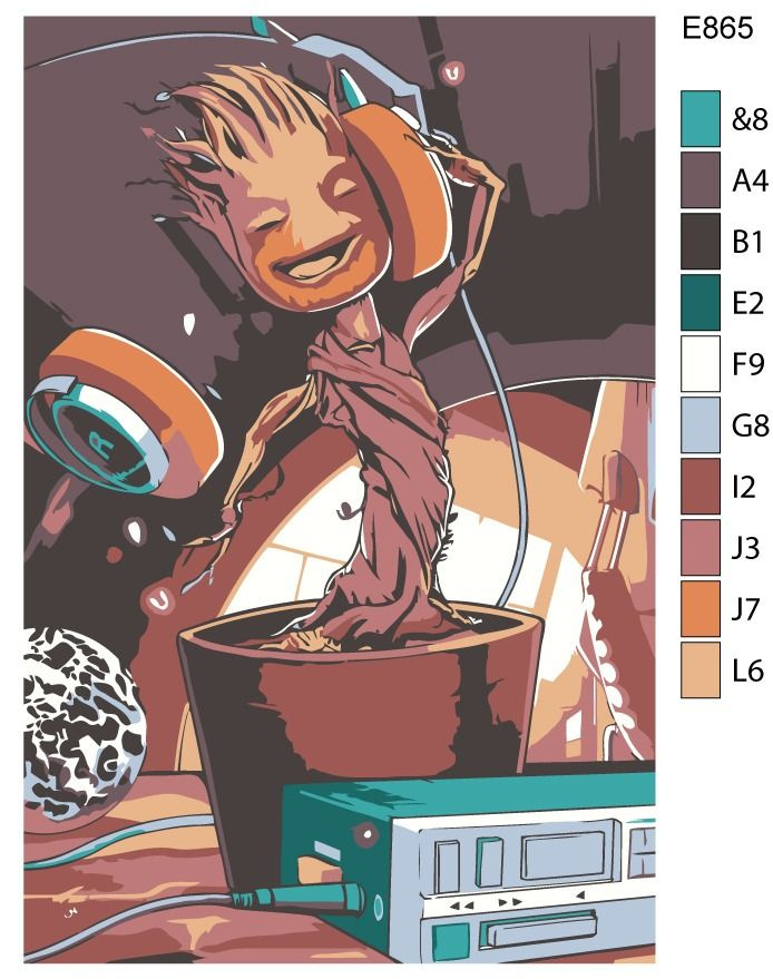 Детская Картина по номерам E865 "Фильм Стражи Галактики. Малыш Грут" 20x30  #1