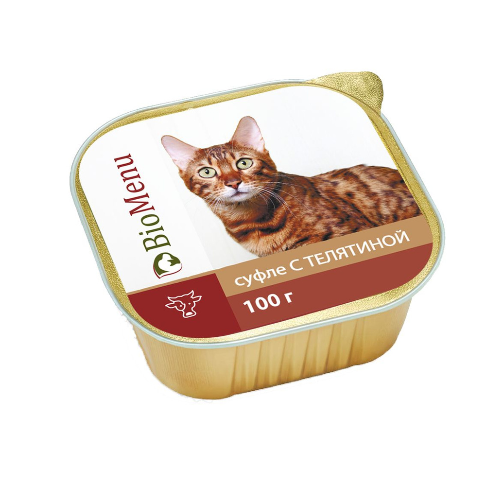 Влажный корм для кошек BioMenu Суфле с телятиной ламистер 100 г  #1