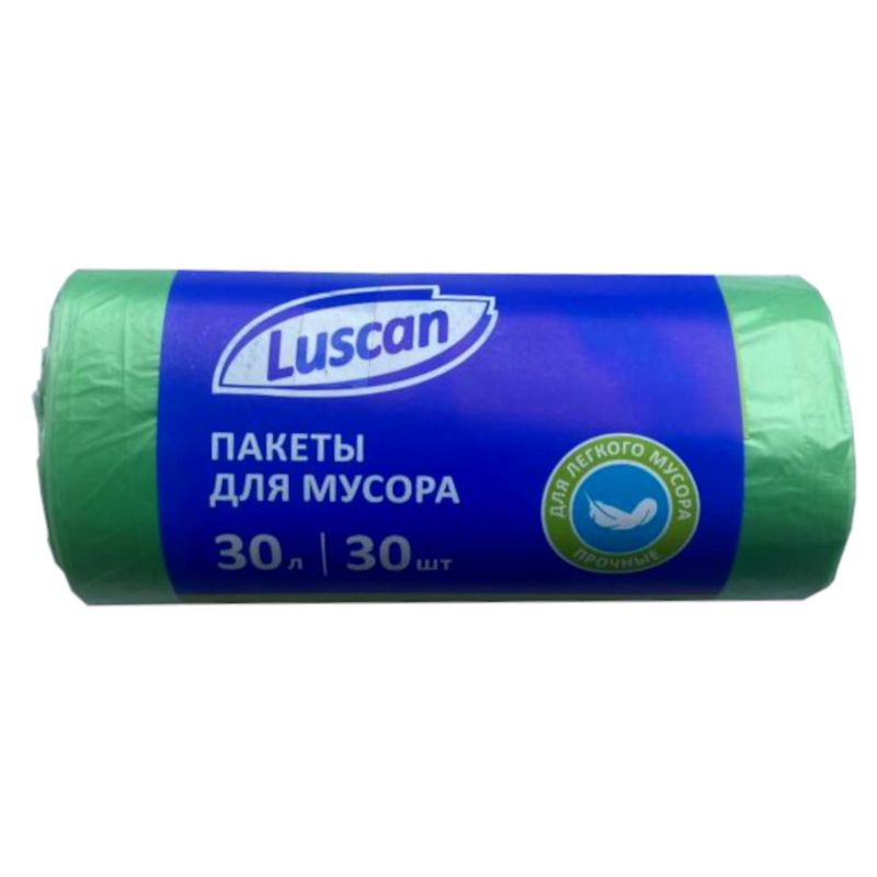 Мешки для мусора ПНД 30л 10мкм 30 шт./рул. зеленые 50x60см Luscan #1