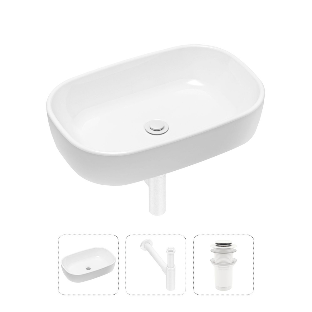 Накладная раковина для ванной Lavinia Boho Bathroom Sink 21520043 в комплекте 3 в 1: умывальник белый #1