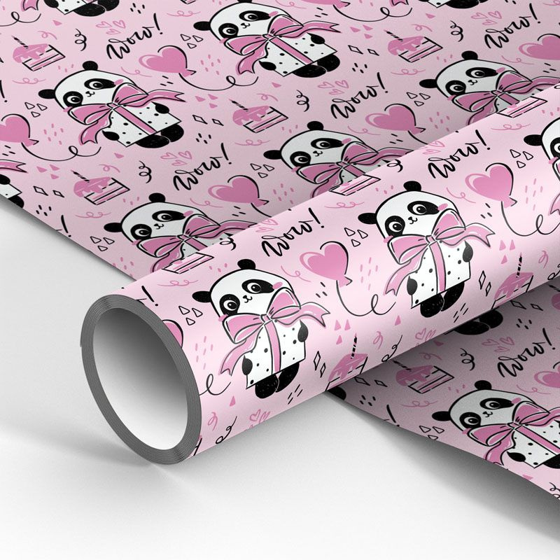 Упаковочная бумага MESHU PandaGift_Pink, глянцевая 70x100 см. #1