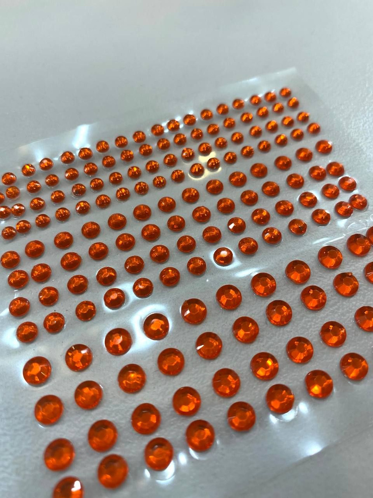 Стразы кристаллы наклейки для лица оранжевые #1