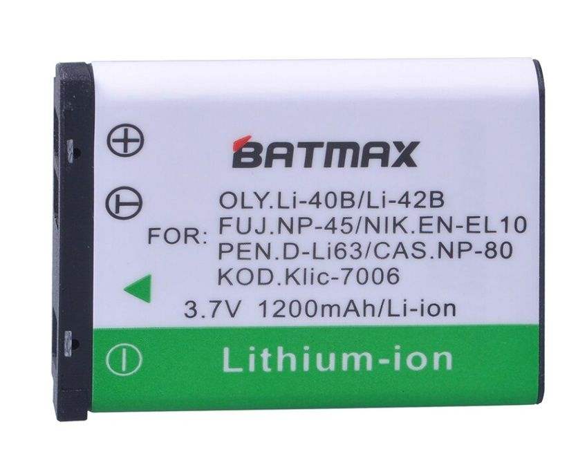 Аккумулятор Batmax Li-42B 40B EN-EL10 D-Li63 NP-45 NP-80 Klic-7006 1200mAh #1