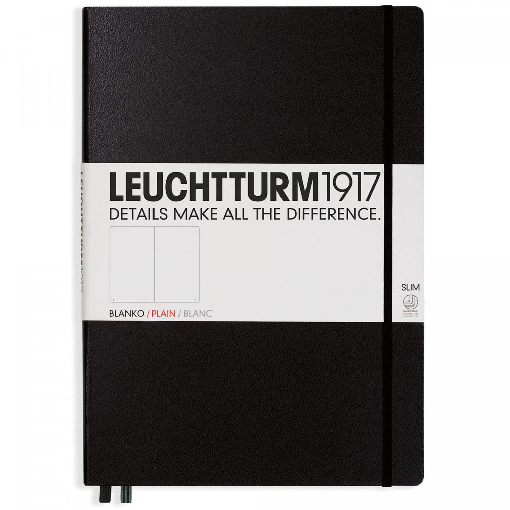 Записная книжка Leuchtturm Master Slim A4+ Black твердая обложка 123 стр, 334917  #1