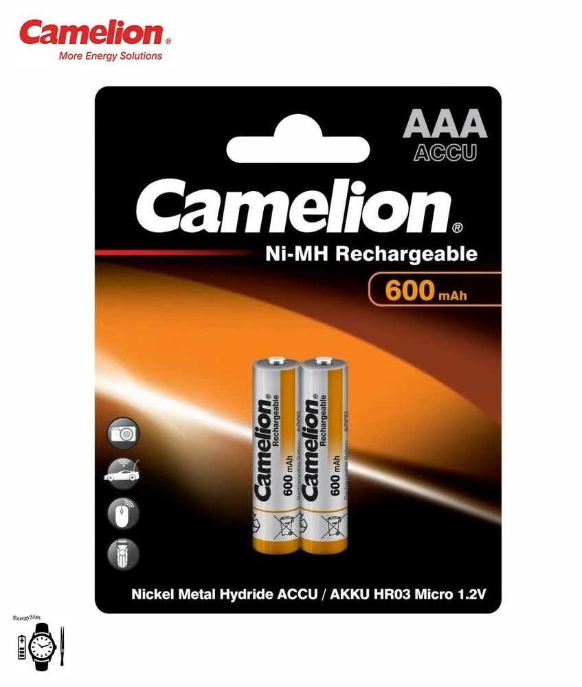 Camelion Аккумуляторная батарейка AAA, 1,2 В, 600 мАч, 2 шт #1