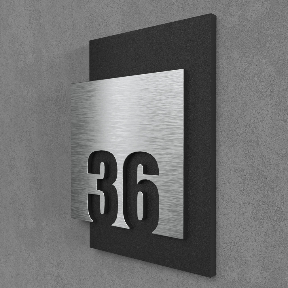 Цифры на дверь квартиры, табличка самоклеящаяся номер 36, 15х12см, царапанное серебро  #1