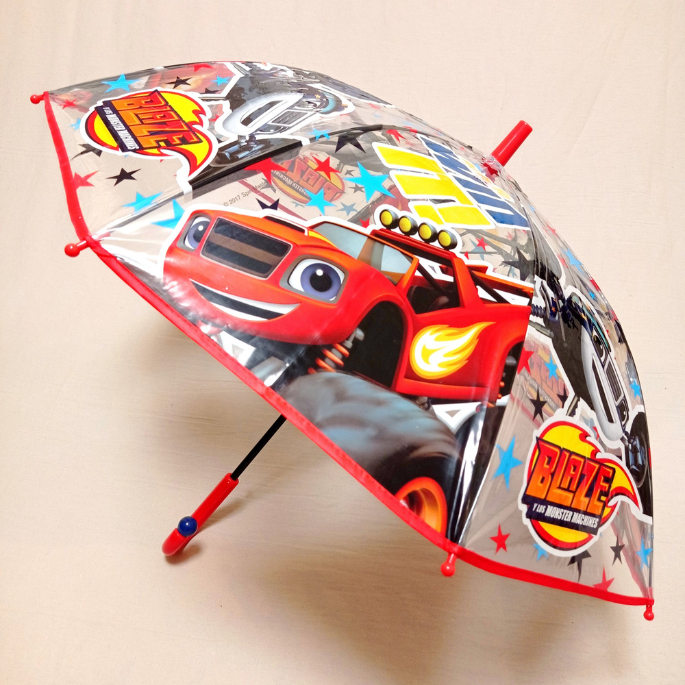 Зонт детский трость "Вспыш и чудо машинки", диаметр купола 80 см  #1