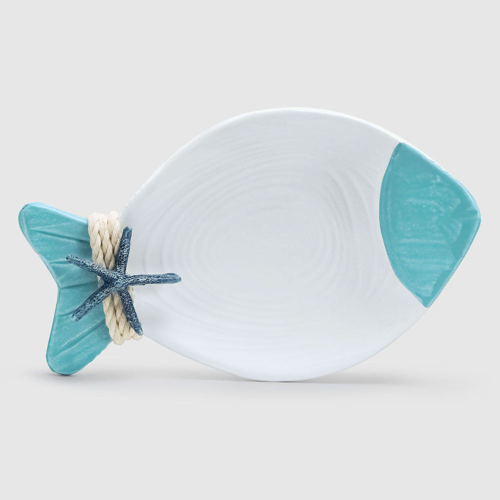 Тарелка декоративная Liansheng рыбка бело-голубая, 20x3x12 см #1