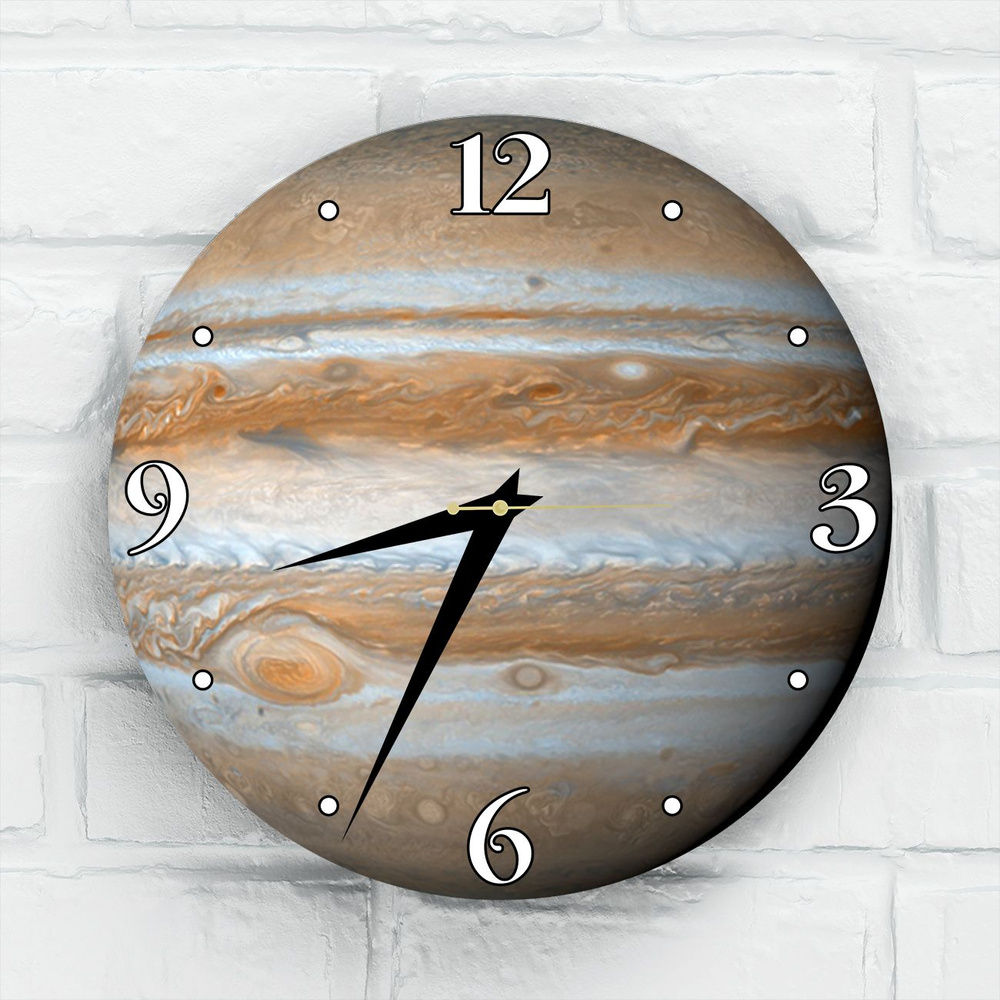 Настенные часы, светящиеся в темноте из дерева Юпитер 30см  #1
