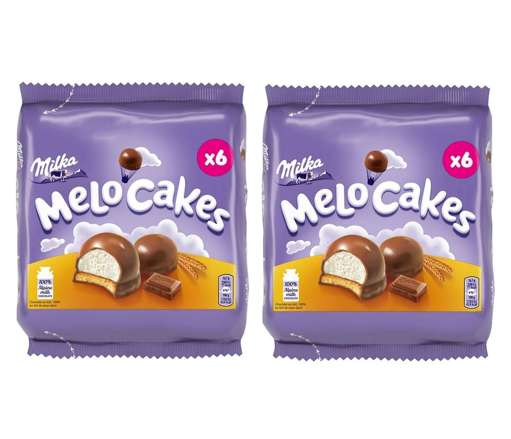 Milka Melo Cakes - 100 гр -2 шт. Европа. Суфле с печеньем и шоколадом Милка Мело Кейкс. Десерт воздушный. #1