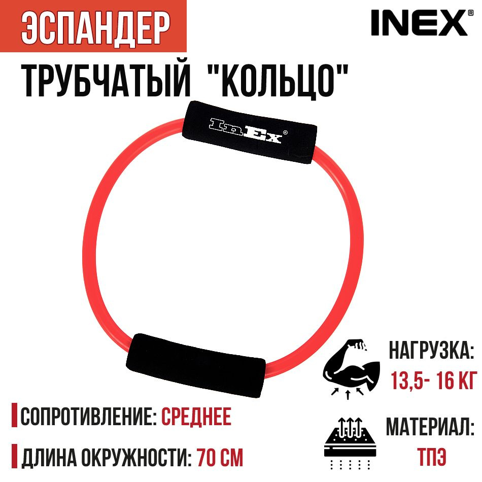 Эспандер трубчатый "кольцо" INEX Body-Ring, среднее сопротивление, красный  #1