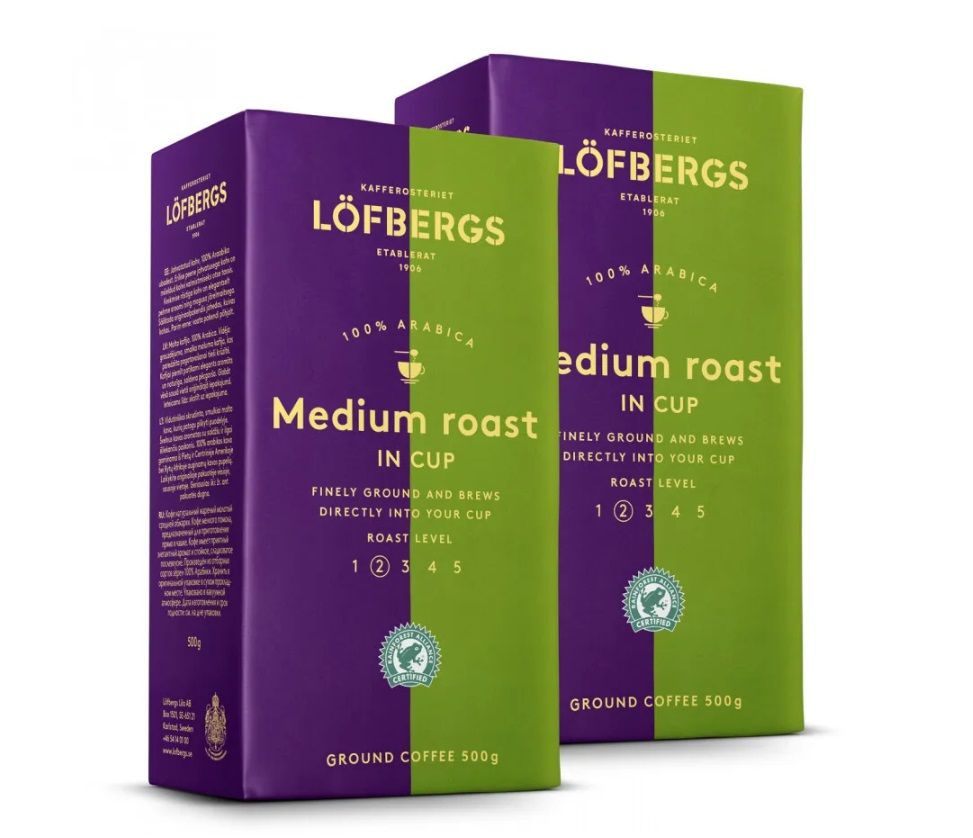 Кофе молотый арабика Lofbergs Medium Roast In Cup (Обжарка №2), 2 шт по 500 гр  #1