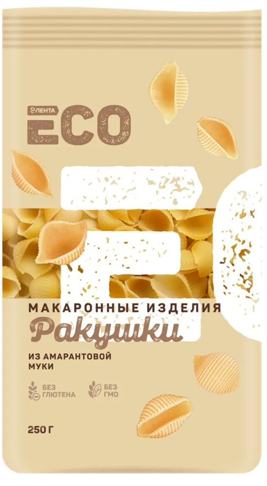 Макароны безглютеновые ЛЕНТА ECO Ракушки, из амарантовой муки, 250г, 6 шт.  #1