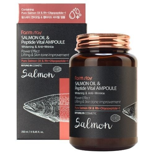 FarmStay Многофункциональная ампульная сыворотка с маслом лосося и пептидами, 250 мл. Salmon Oil&Peptide #1