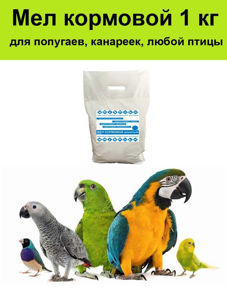 Мел кормовой для попугаев, канареек, птицы -  1 кг #1