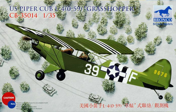 Сборная модель самолета Bronco Models Самолет US Piper Cub L-4(0-59) Grasshopper, масштаб 1/35  #1