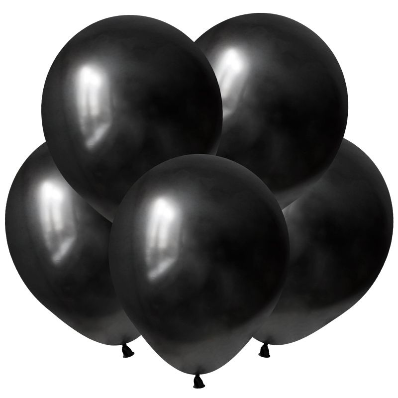 Набор воздушных шаров/Черный, Зеркальные шары / Mirror Black /25 см/50 шт.  #1