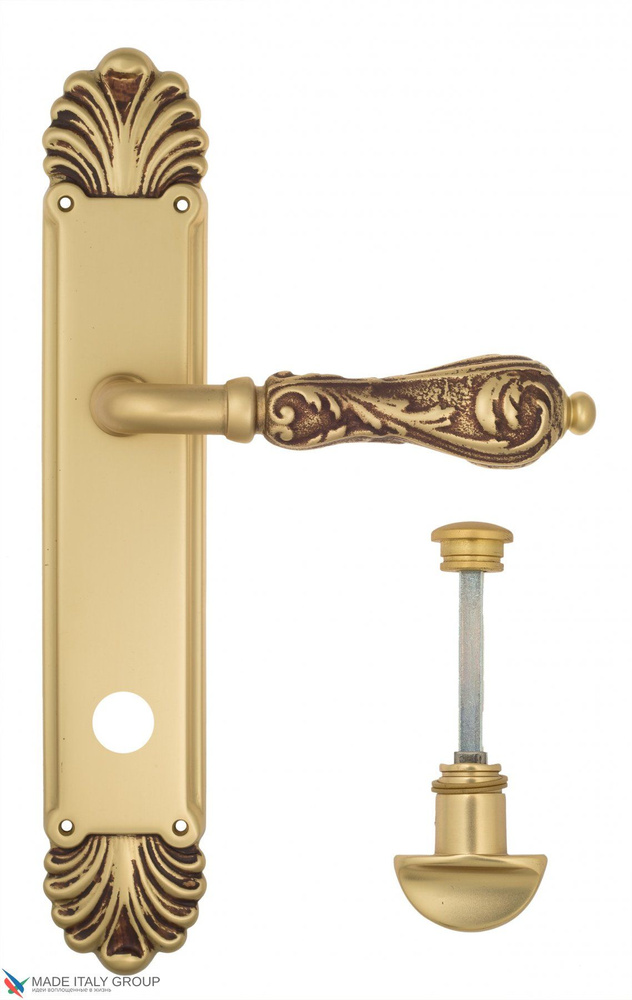Дверная ручка на планке Venezia MONTE CRISTO WC-2 PL87 французское золото + коричневый  #1