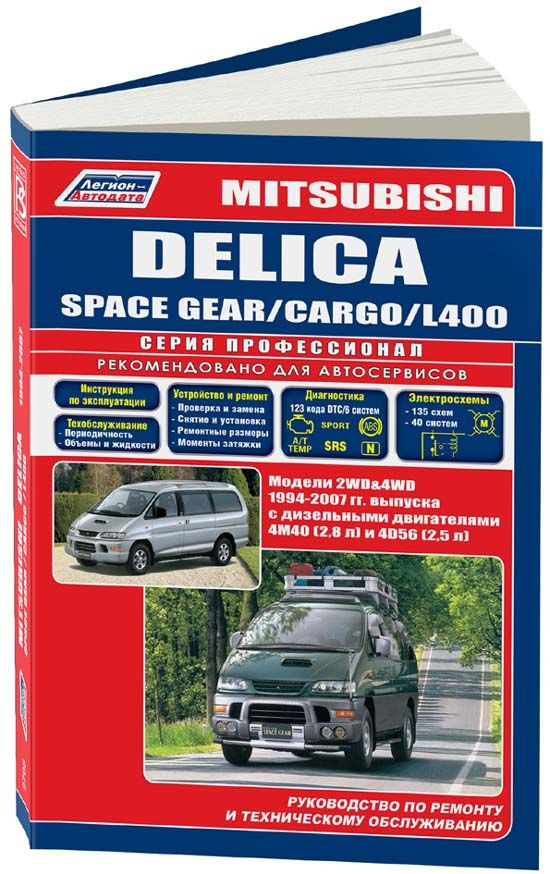 Mitsubishi Delica, Space Gear, Cargo, L400 1994-07 с дизельными двигателями 4M40 (2,8), 4D56 (2,5) Ремонт. #1