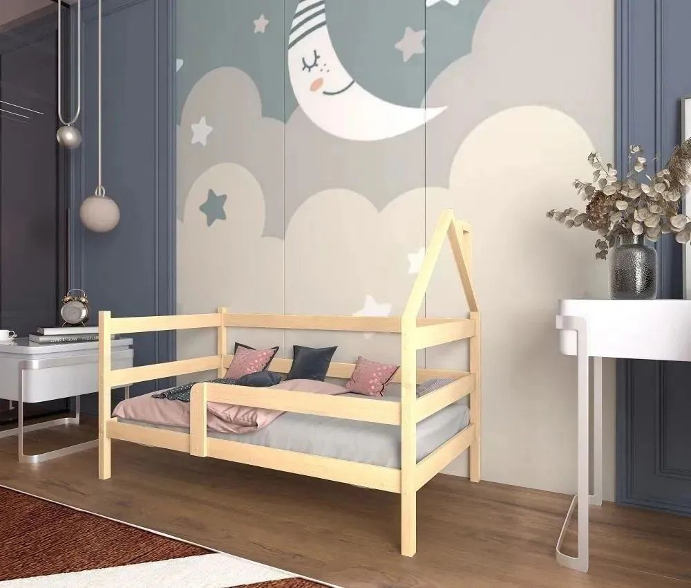 Кровать детская "Софа-домик", спальное место 160х80, натуральный цвет, из массива  #1