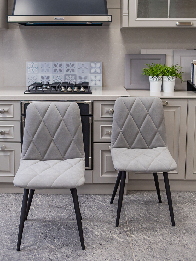 Мягкие стулья Милана для кухни и комнаты со спинкой / 4 шт, серый  #1
