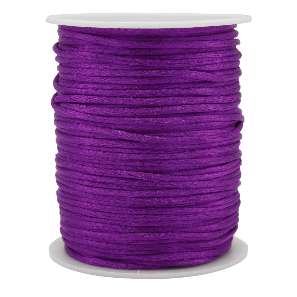 Шнур атласный, нейлоновый 2 мм x 85 м, цвет: фиолетовый для воздушных петель  #1