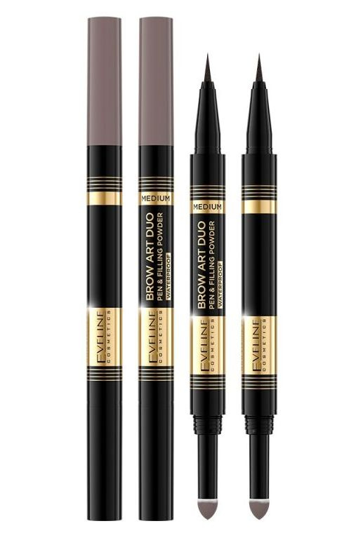 Eveline Cosmetics BROW ART DUO Ультратонкий водостойкий маркер и пудра для бровей 2в1- 02 MEDIUM  #1